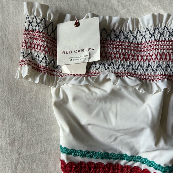 NEW Red Carter Ipanema Smocked Off Shoulder One-Piece Swimsuit - Picture 5 of 16